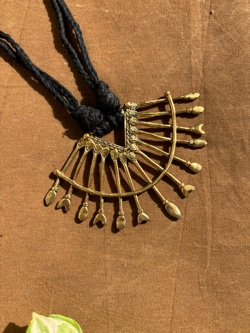 Black Tribal Tikon Long Dhokra Necklace